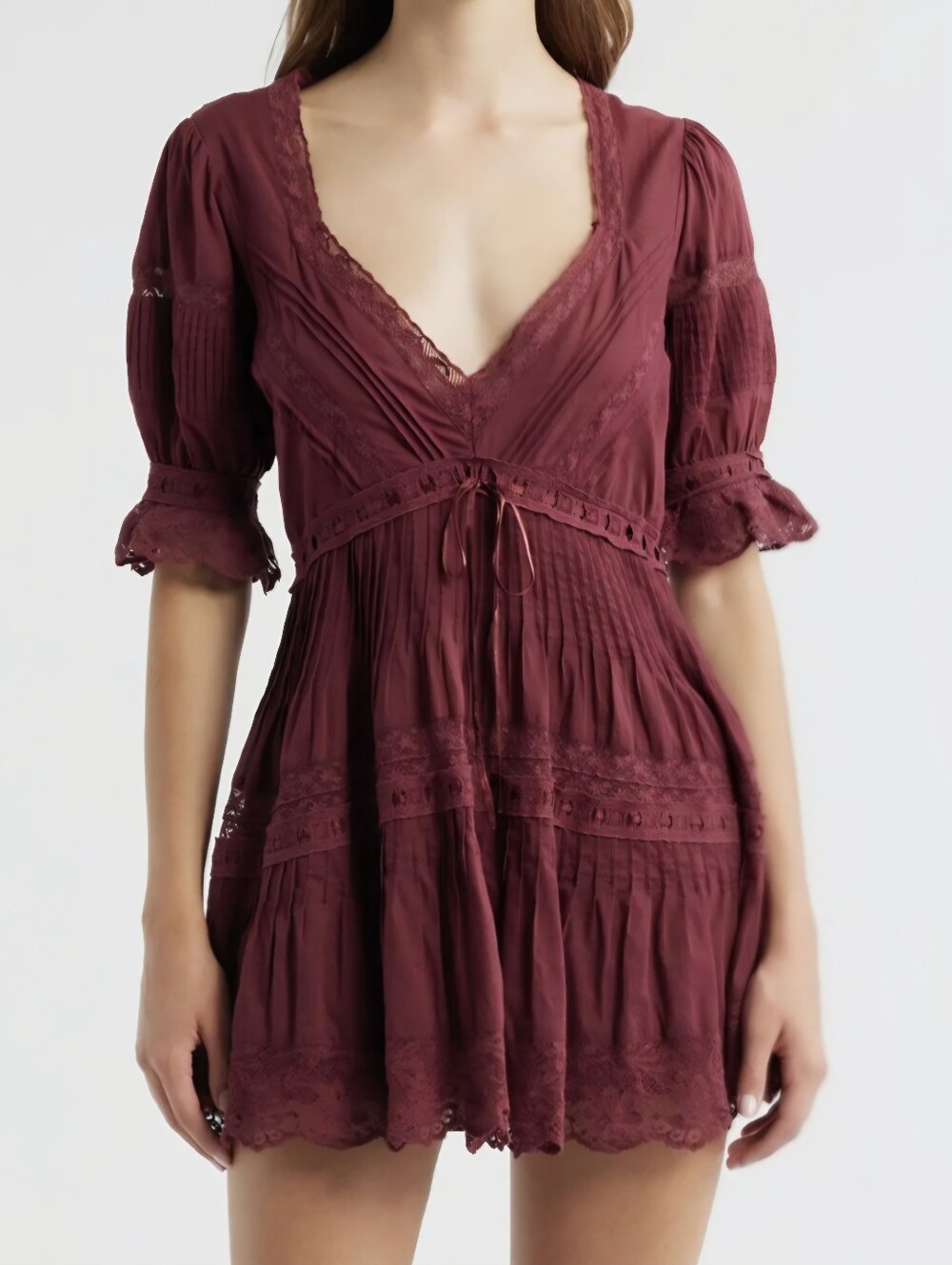 LoveShackFancy Lilias Mini Dress in Spiced Berry Size 12 NWT